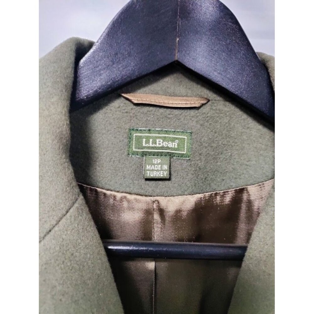 VINTAGE 90's L.L. Bean Cashmere Wool Blazer Jacket Forest Green Size 12P - Picture 7 of 16